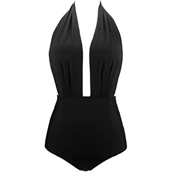 COCOSHIP Swim Cocoship Retro One Piece Backless Bather Swimsuit High Waisted Pin Up Swimwear